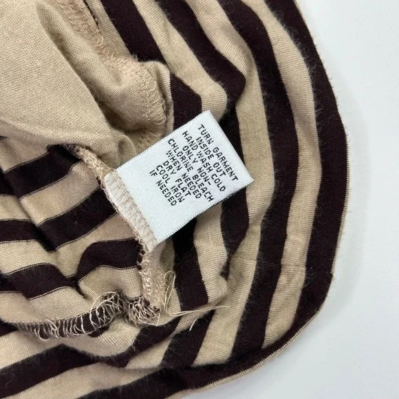 Y2K Cache XS Top Brown Beige Striped Sleeveless Cowl Neck Knit Tank Blouse - Picture 4 of 6